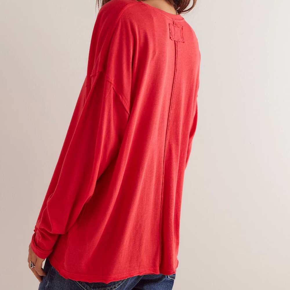 Free People We The Free Nina Long-Sleeve Tee in Rusted Red - Picture 4 of 4